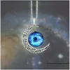 Подвесные ожерелья Starry Moon Time Time Gemstone Подвесной цепной ожерелья через вселенную внешнюю космическую югорди