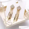 Dangle Chandelier Fashion Jewelry S925 Sier Post Earrings Geometric Square Tassels Dangle Stud Drop Delivery Dhbmn