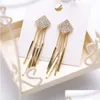 Dangle Lustre Bijoux De Mode S925 Sier Post Boucles D'oreilles Géométrique Carré Glands Dangle Stud Drop Delivery Dhbmn