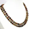 Special Multicolor Picasso Stone Round 8mm Vintage Necklace Grad SMEEXKE 36 -tums