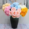 Decorative Flowers Pink Artificial Silk Rose Fake Bouquet Wedding Party Decor 7 Heads Blue Roses Flower Home Garden Decoration