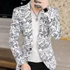 Men's Suits Blazers Brand Fashion Clothing Party Coat Casual Slim Jacket Button Letter Flower Print Male 221201