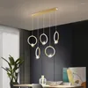 Pendant Lamps Nordic LED Ring Gold Hanging Light Modern Home Decor Crystal Kitchen Table Dining Lamp Living Room Bedroom Night Lights
