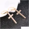 Dangle Lustre Europe Mode Bijoux Lisse Croix Dangle Boucles D'oreilles Hommes Femmes Drop Delivery Dhq8Y