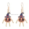 Dangle Chandelier Halloween مينا القرع أقراط التدوير البشرية للنساء Colorf Rhinestone Pumpkins إسقاط تسليم المجوهرات dhnzy