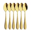 Dinnerware Sets 6Pcs Gold Dinner Spoon Cutlery Flatware 304 Stainless Steel Mirror 5 Color Kitchen Tableware Silverware