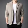 Herrdräkter blazers svart blazer casual koreanska jackor vår och höst smal fit dold breasted affärsformell kostym jacka 221201