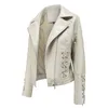 Femmes Cuir Faux Femmes Veste Printemps Manteau Noir Rouge Moto Biker Fermeture Éclair Dames Vert Beige Chaqueta Mujer Veste Femme Automne 221201