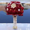 Decorative Flowers Golden Rhinestone Brooch Wedding Bouquet For Bride Bridesmaid High Quality Ribbon Many Size And Colors W3217G