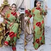 Abbigliamento etnico 2022 Abiti musulmani per le donne Africano Dubai Turchia Maxi abito O-collo Stampa manica lunga Abito novità Kanga Bouou