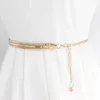 Riemen mode feest luxe ontwerp eenvoudige broek jurk taille riem metalen tailleband gouden ketting riem