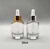 Fashion glass dropper bottle 30ml clear essential oil cosmetic container packaging 1oz hotsale serum bottle LLFA