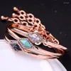 Bangle rKR -imitatie marmeren patroon rhombische synthetische steen voor vrouwen 2022 delicate kristal rose goud kleurlegering manchet armbanden