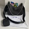 Nylon Three-Piece Set Triangle 2005 2000 Cleo Bags 3st Triple Fashion Tote Luxury Re.