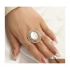 Band Rings Romantic White Opal Ring For Women Girl Crystal Rhinestone Geometric Wedding Rings Party Jewelry Birthday Gift Drop Delive Dhqnm