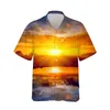 Men's Casual Shirts Jumeast 3d Sea Wave Printed Hawaiian Shirt Men Short Sleeve Ocean Sunset Pattern Fashion For Loose Tops Beach