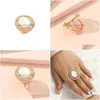 Band Rings Romantic White Opal Ring For Women Girl Crystal Rhinestone Geometric Wedding Rings Party Jewelry Birthday Gift Drop Delive Dhqnm