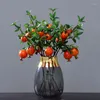 Dekorativa blommor 1st Fake Artificial Rose Fruit Pomegranate Berries Red Yellow Bouquet Floral Garden Home Decor Diy