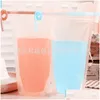 Water Bottles 100Pcs Clear Drink Pouches Bags Water Bottles Frosted Zipper Standup Plastic Drinking Bag With St Holder Reclosable He Dhnyx