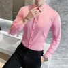 Herren-Freizeithemden, 6XL, rotes Kleid, Herren, weiß, Business-Büro-Kleidung, britische Slim-Fit, einfarbig, langärmelige Kleider für Gratuating Date