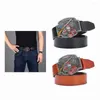 Bälten Western Cowboy Leather Belt Gothic Buckle Jeans Accessory Coll