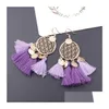 Dangle żyrandol Bohemian moda biżuteria damski vintage Dreamcatcher kolczyki puste assels Dangle Earring Downot Dhfqb