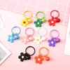 S￶ta blommaknappar Kvinnor Girls Sweet Charm Keyring Key Chain Accessories Candy Color Key Rings with Bells Diy Bag Gifts