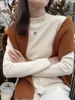 Women's Sweaters Bacis Mock Neck Pullover Autumn Winter Solid Color Outer Wear All-Match Bottom Top 221201