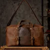 Sacs Duffel Véritable Fait À La Main Original Grande Capacité Bagages Hommes En Cuir De Vache Vintage Moto Sac De Voyage Une Épaule Bandoulière