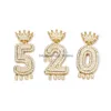 H￤nge halsband hiphop 09 nummer krona bokstav h￤nge halsband guld sier f￤rg med kristall strass smycken droppleverans halsla dhh1a