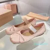 Miu ballet shoes women satin bow comfort and leisure loafer flat Dance shoe ladies girl Holiday stretch Mary Jane shoes