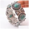 Charm Bracelets Bohemian Jewelry Unisex Crystal Turquoise Beads Charms For Bracelets Sier Plated Alloy Bangles Gifts Drop Delivery Dhkxu
