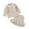 Ensembles de vêtements pour bébés, robe pull en coton tricoté, pull-over à manches longues, jupe d'automne, doux, 2 pièces, vêtements d'extérieur mignons