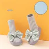 First Walkers Infants Toddlers Child Baby Girls Mid Calf Length Socks Inddor Non-slip Shoes 1 Pair Lace Long Stockings Bowknot School