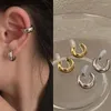 Pendientes traseros Coreano Oro Plata Color C Clips de oreja en forma sin pendiente perforante para mujeres Niñas Moda Simple Brazalete Joyería de boda