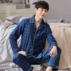 Men's Sleepwear 100% Cotton Pajamas for Men Plaid Gray Bedroom Lounge Pyjamas Winter Home Clothes PJs Man's Pijama Hombre Invierno 221202