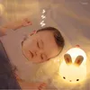 Veilleuses LED colorées avec télécommande, lampe de chevet en Silicone, Rechargeable par USB, pour chambre d'enfant