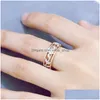 Band Rings Fashion Jewely Hollowed Flower Ziron Ring Lady Rings Drop Delivery Jewelry Dhppm