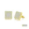 Stud Fashion Women Mens Stusd Earrings Hip Hop Micro Setting Cz Stone Square Stud Earings Bling Punk Wedding Gift Drop Delivery Jewel Dh7K2