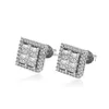 Stud Unisex Fashion Boucles d'oreilles Mens Hip Hop Bijoux Iced Out Square Cz Diamond Stud Gold Sier Women Drop Delivery Dh9Bk