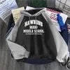 Men's Hoodies Sweatshirts Brand 1983 Middle School Print Hoody Men Raglan sleeve Sweatshirt Fashion Warm Hooded Winter Fleece Casual Streetwear 221202