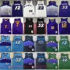 32 Karl Malone Retro 1996-97 Mitchell y Ness Basketball 12 John Stockton Jerseys Purple Vintage 7 Pete Maravich Jersey Shorts Cosido Blanco Negro