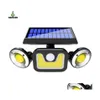 Solar Wall Lights Rotatable 3 Modes 83 Cob 78Led 70Led 70Cob Double Head Light For Garden Decoration Ip65 Pir Moti Dhosy