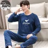 Men's Sleepwear Autumn Winter Knitted Cotton Cartoon Pyjamas Couple Pajamas Set Casual Male Night Pijamas Homewear 4XL 221202