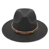 Berets Mistdawn Women Men's Panama Hat Fedora Trilby Costume Cap Sibre szeroki wełna wełna punkowa rozmiar 56-58 cm BBS