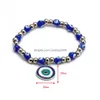 Bracelet de perle en verre de démons Evil Demon Bracelet Couples Men Femmes Blue Eyes Bracelets Drop Livrot Bijoux Dhlxu