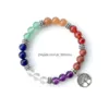 Charm Bracelets 8Mm 7 Chakra Crystal Yoga Healing Nce Beads Tree Of Life Bracelet For Women Men Lovers Fashion Jewelry Gift Drop Del Dhu7C