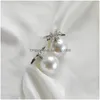 Stud mode sieraden stud oorbellen FL Diamond Rhinstone Faux Pearl Drop levering Dhkmo