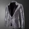 Men's Suits Blazers Shiny Gold Sequin Glitter Embellished Jacket Nightclub Prom Suit Costume Homme Stage Clothes For singers 221201