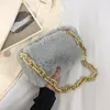 Luxury high quality designer hair bag new fashion network celebrity metal chain single shoulder bag fresh sweet plush armpit small square bag 2023 AS